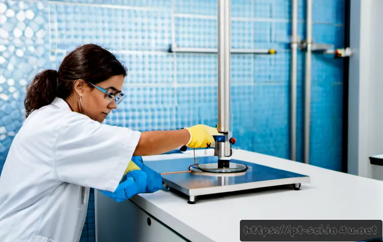 Home 17 초전도체와 응용 분야 - Photorealistic modern superconductivity research laboratory in Portugal, a focused scientist wearing...